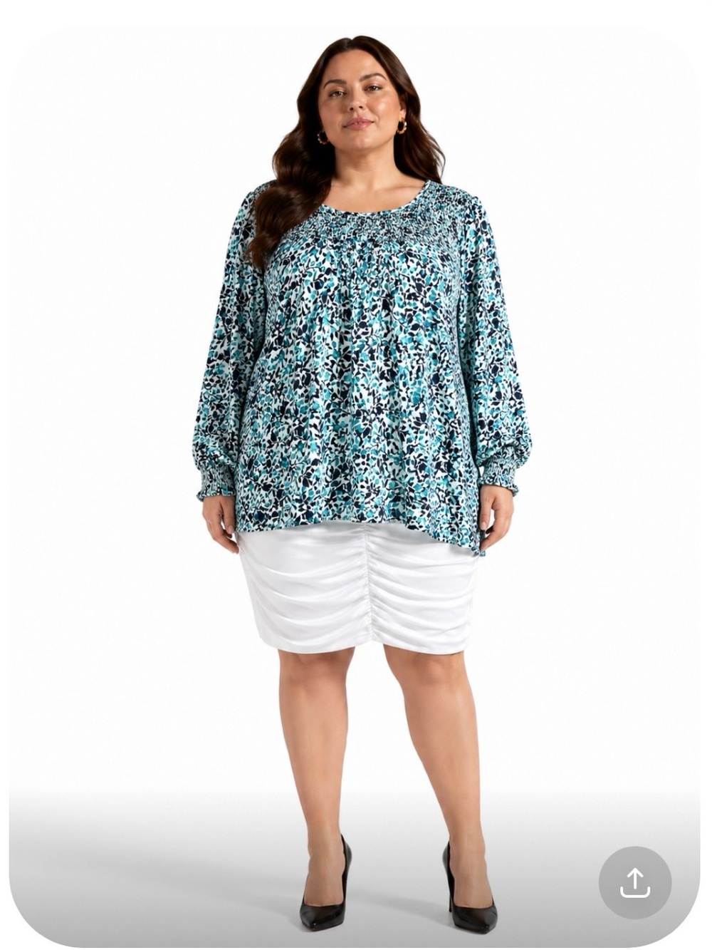 J. JILL Cotton Womens Green Floral Scoop-Neck Top Size XL
